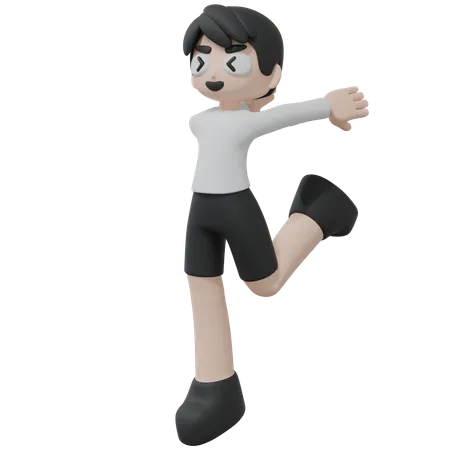 Jumping boy  3D Illustration