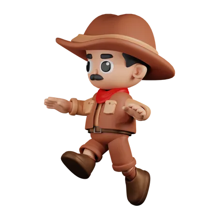 Jumping Cowboy  3D Illustration