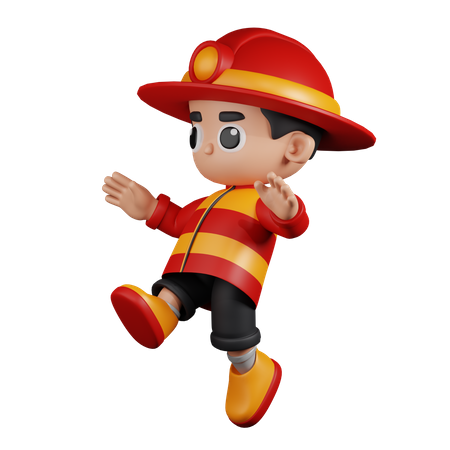 Jumping Fireman  3D Illustration