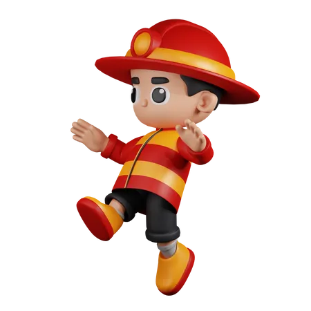 Jumping Fireman  3D Illustration