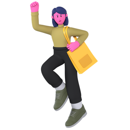Jumping girl  3D Icon