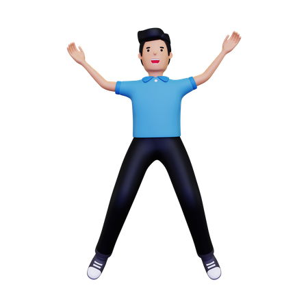 Jumping happily  3D Illustration