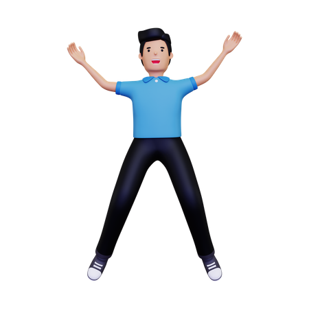 Jumping happily 3D Illustration