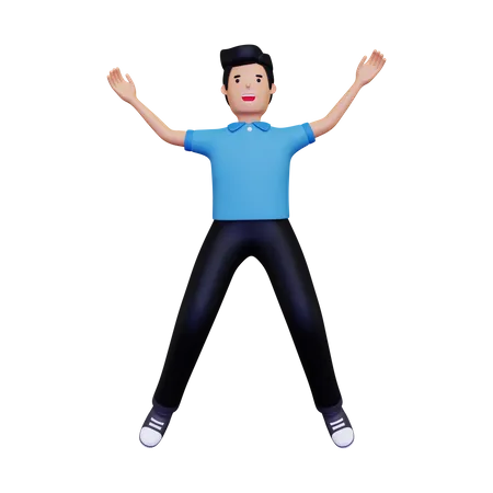 Jumping happily  3D Illustration