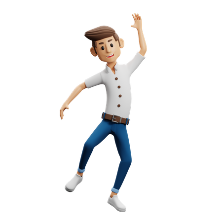 Jumping Happy  3D Illustration