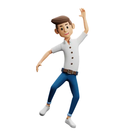 Jumping Happy  3D Illustration