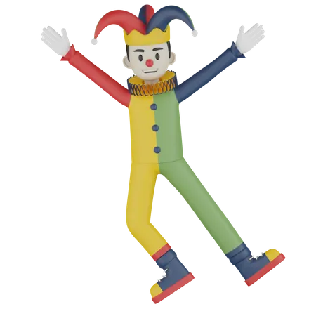 Jumping Joker  3D Illustration