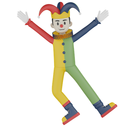 Jumping Joker  3D Illustration