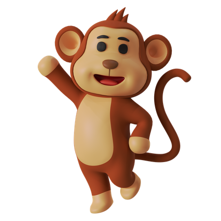 Jumping Monkey  3D Illustration