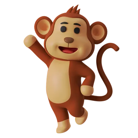 Jumping Monkey  3D Illustration