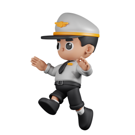 Jumping Pilot  3D Illustration