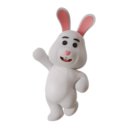 Jumping Rabbit  3D Illustration