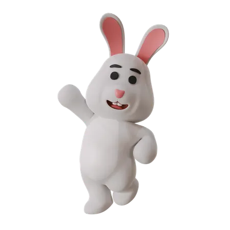 Jumping Rabbit  3D Illustration