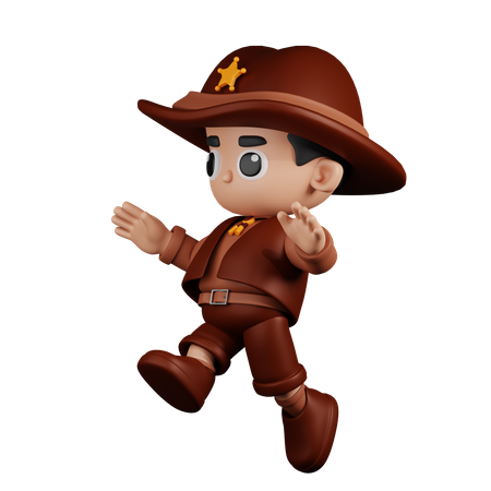 Jumping Sheriff  3D Illustration