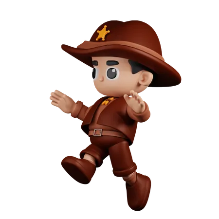 Jumping Sheriff  3D Illustration