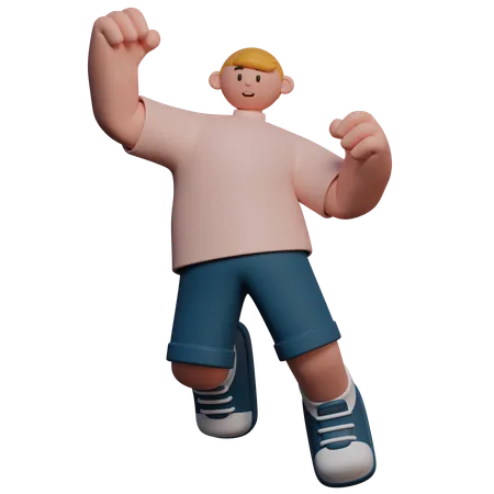 Jumping Student  3D Illustration