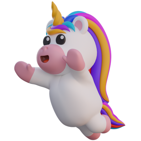 Jumping Unicorn  3D Illustration