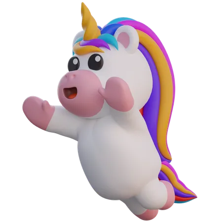 Jumping Unicorn  3D Illustration