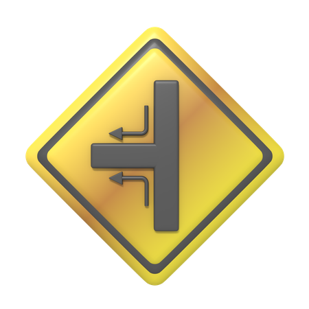 Junction To The Left Sign  3D Icon