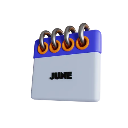 June Calendar With Options Normal And Isometric Views 3D Icon