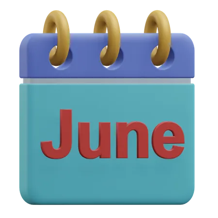 June Calendar 3 D Icon Illustration With Transparent Background 3D Icon