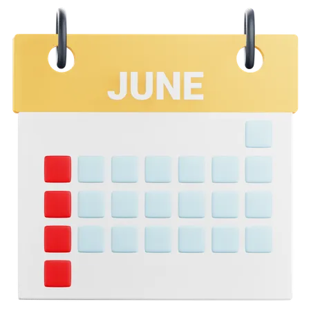 June Calendar  3D Icon