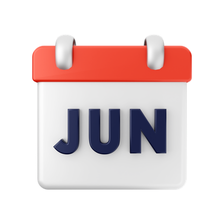 June Calendar 3D Illustration