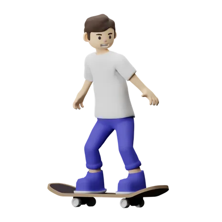 Junge beim Schlittschuhlaufen  3D Illustration