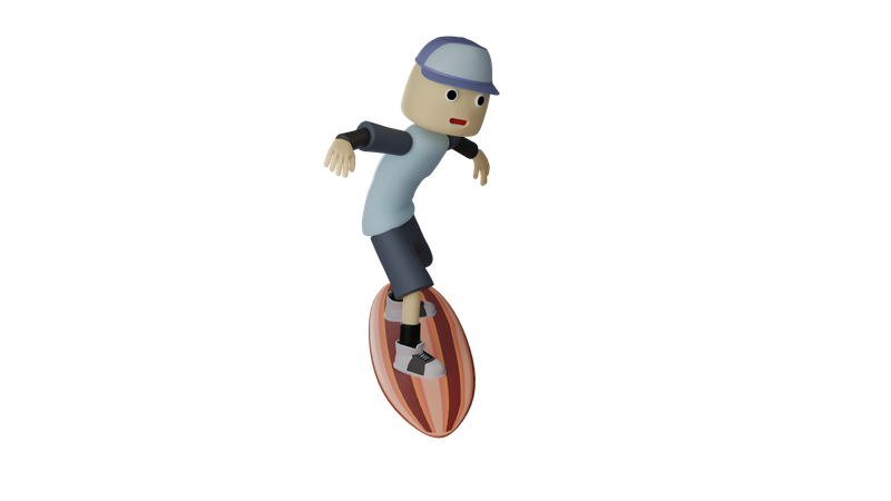 Junge beim Surfen  3D Illustration