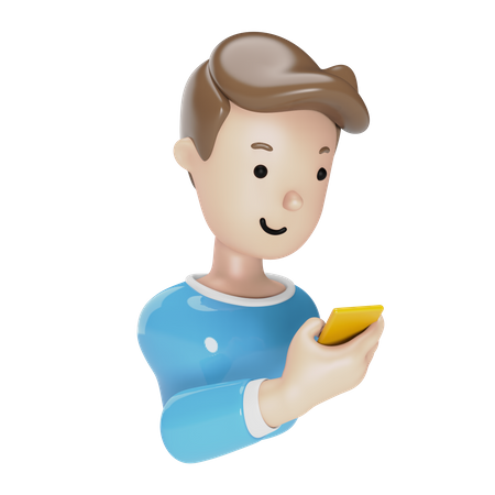 Junge mit Telefon  3D Illustration