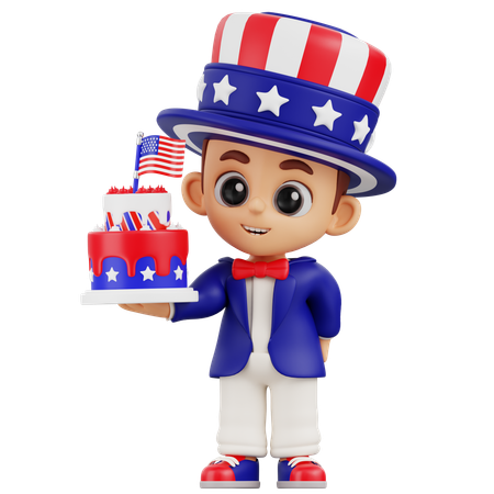Junge bringt amerikanischen Kuchen  3D Illustration