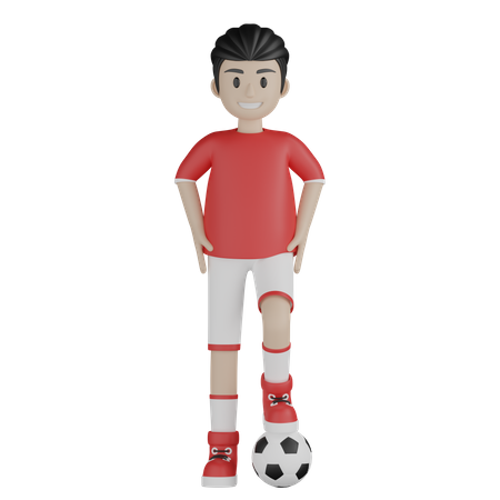 Junge dribbelt Fußball  3D Illustration