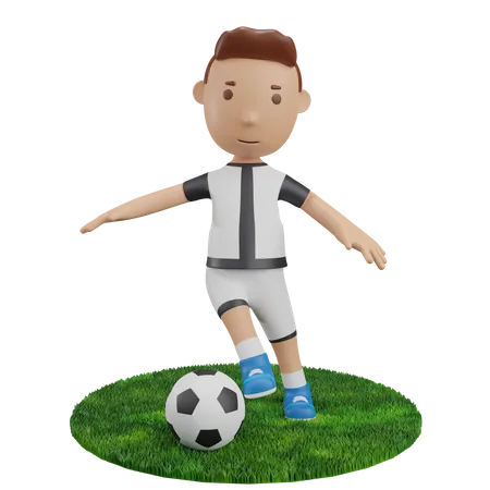3 D Render Junge Dribbelt Ball Fussball 3D Illustration
