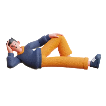 Junge entspannt sich beim Lügen  3D Illustration