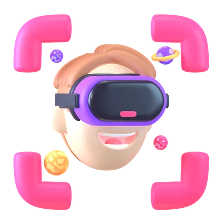 Junge erlebt Metaverse  3D Icon