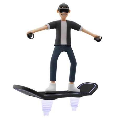 Junge auf einem Hoverboard  3D Illustration