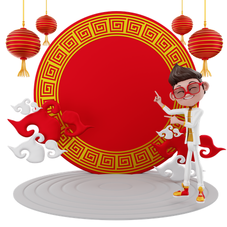 Junge feiert chinesisches neujahr  3D Illustration