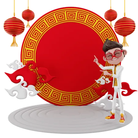 Junge feiert chinesisches neujahr  3D Illustration