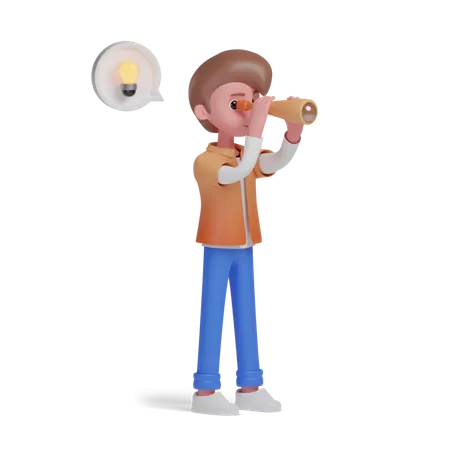Visionarer Junge 3 D Charakter 3D Illustration