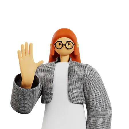 Junge Frau zeigt fünf Finger  3D Illustration