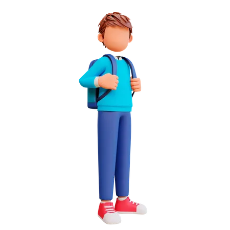 Junge geht zur Schule  3D Illustration