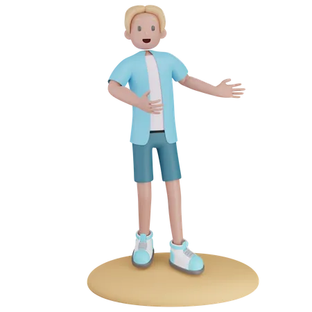 Junge genießt am Strand  3D Illustration