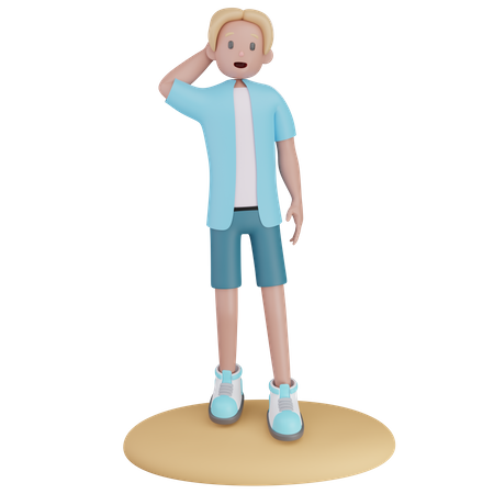 Junge genießt Strand  3D Illustration