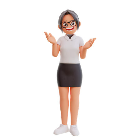 Junge Geschäftsfrau, die etwas sagt  3D Icon