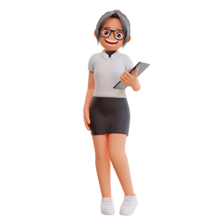 Junge Geschäftsfrau hält Dokument  3D Icon