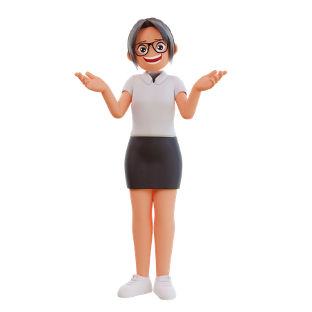 Junge Geschäftsfrau mit dem Ausdruck Confuse pose  3D Icon