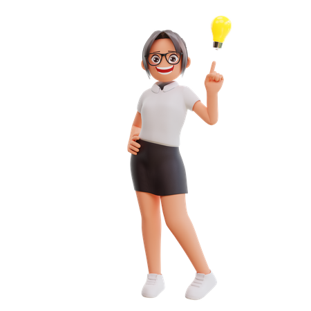 Junge Geschäftsfrau mit Idee  3D Icon