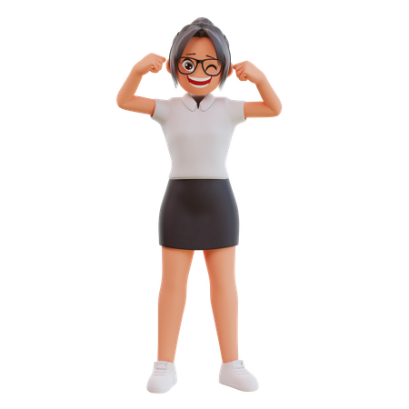 Junge Geschäftsfrau mit starkem Ausdruck pose  3D Icon