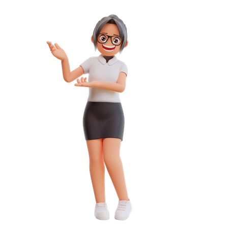 Junge Geschäftsfrau zeigt etwas  3D Icon