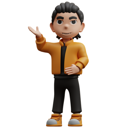 Junge Geste zeigt etwas  3D Icon
